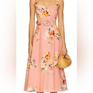 HEMANT & NANDITA Peach Floral Midi Dress